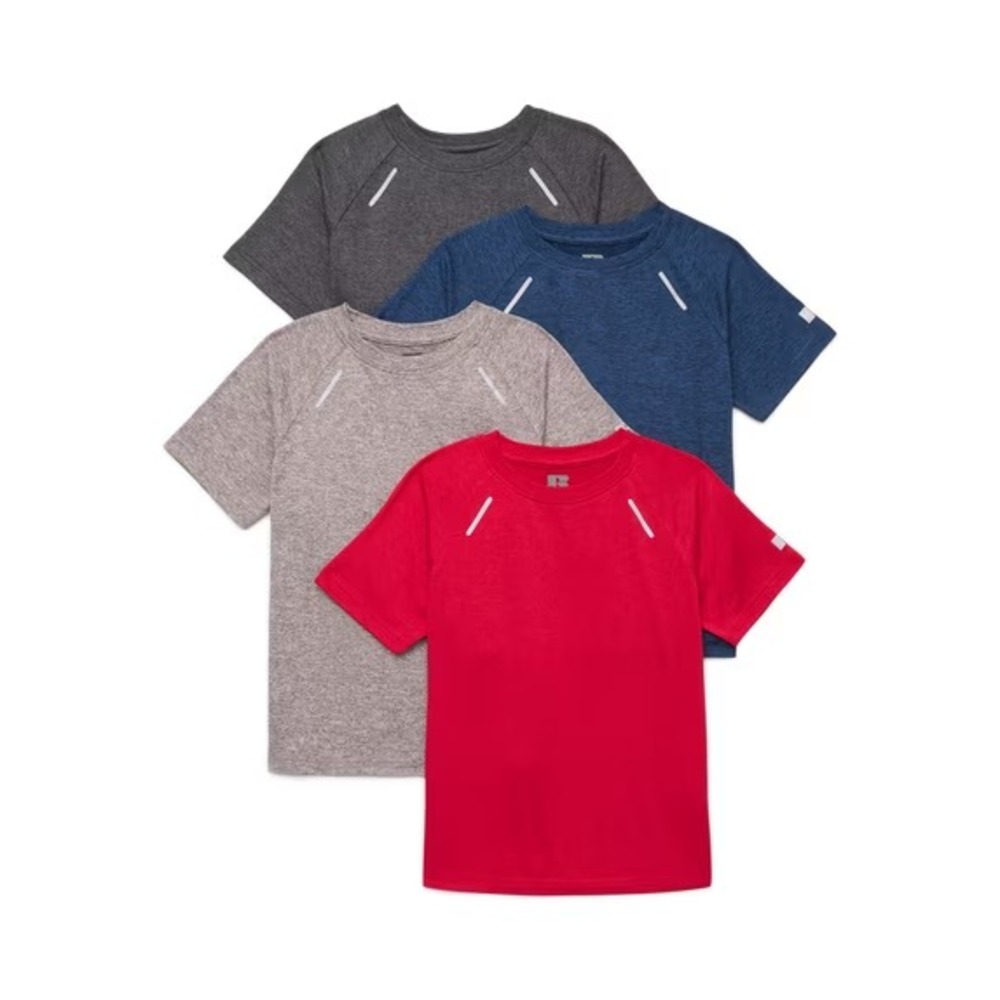 Russell Athletic Boys Runner Tech T-Shirts Sz 14/16 Multicolor 4-Pack Tees